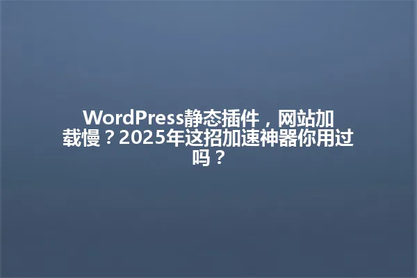 WordPress静态插件,网站加载慢?2025年这招加速神器你用过吗? 一