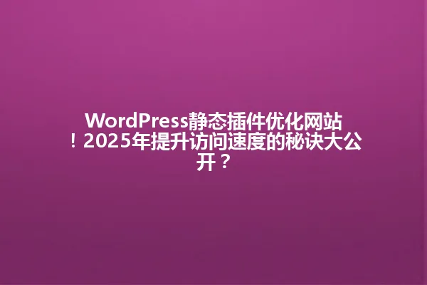 WordPress静态插件优化网站！2025年提升访问速度的秘诀大公开？ 一