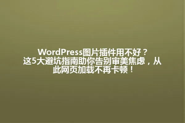 WordPress图片插件用不好?这5大避坑指南助你告别审美焦虑,从此网页加载不再卡顿! 一