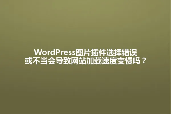 WordPress图片插件选择错误或不当会导致网站加载速度变慢吗? 一
