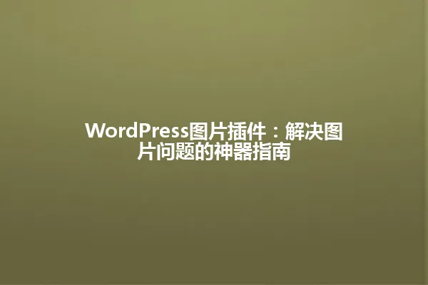 WordPress图片插件:解决图片问题的神器指南 一