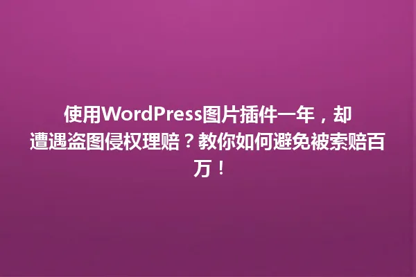 使用WordPress图片插件一年，却遭遇盗图侵权理赔？教你如何避免被索赔百万！ 一