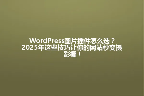WordPress图片插件怎么选？2025年这些技巧让你的网站秒变摄影棚！ 一