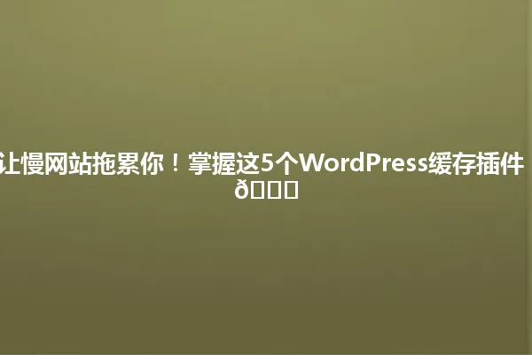 2025年,别让慢网站拖累你!掌握这5个WordPress缓存插件,网站秒加载🚀 一