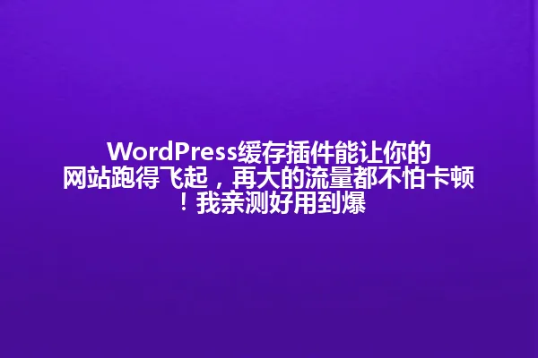 WordPress缓存插件能让你的网站跑得飞起,再大的流量都不怕卡顿!我亲测好用到爆 一