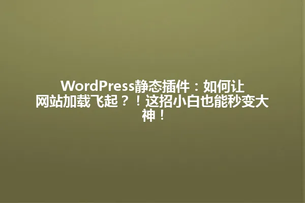 WordPress静态插件:如何让网站加载飞起?!这招小白也能秒变大神! 一