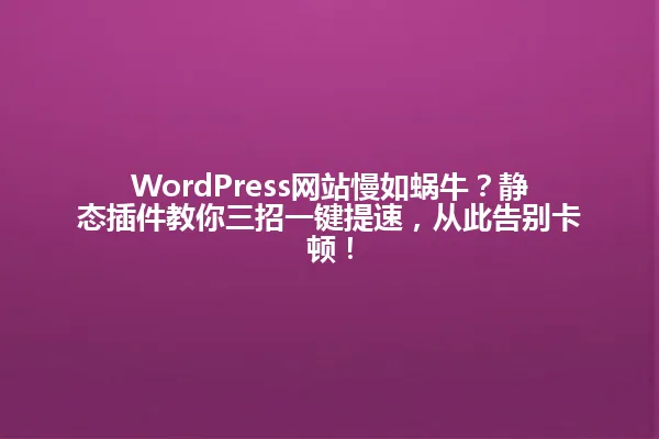 WordPress网站慢如蜗牛？静态插件教你三招一键提速，从此告别卡顿！ 一