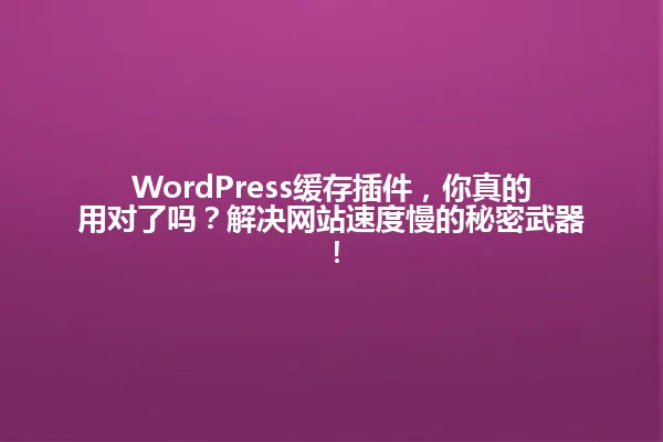 WordPress缓存插件,你真的用对了吗?解决网站速度慢的秘密武器! 一
