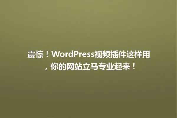 震惊!WordPress视频插件这样用,你的网站立马专业起来! 一