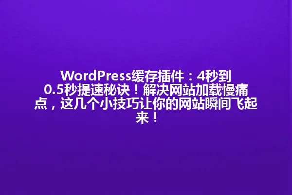 WordPress缓存插件:4秒到0.5秒提速秘诀!解决网站加载慢痛点,这几个小技巧让你的网站瞬间飞起来! 一