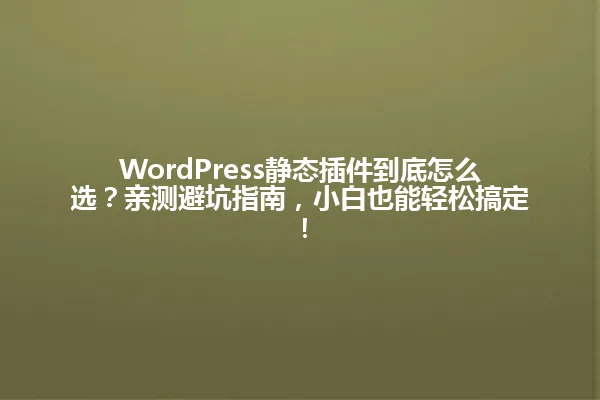 WordPress静态插件到底怎么选?亲测避坑指南,小白也能轻松搞定! 一