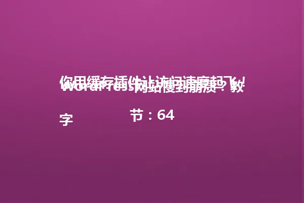 WordPress网站慢到崩溃?教你用缓存插件让访问速度起飞!
字节:64 一