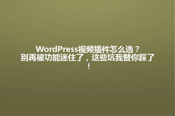 WordPress视频插件怎么选？别再被功能迷住了，这些坑我替你踩了！ 一