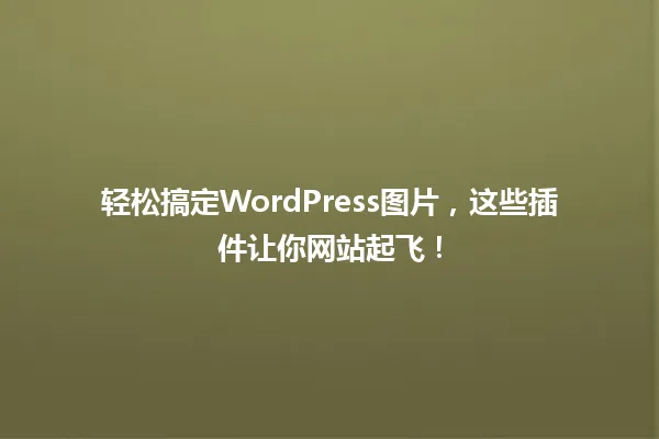 轻松搞定WordPress图片,这些插件让你网站起飞! 一