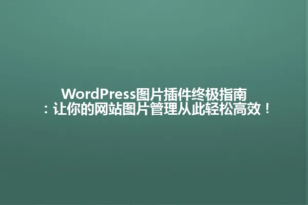 WordPress图片插件终极指南:让你的网站图片管理从此轻松高效! 一