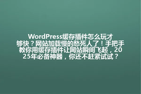 WordPress缓存插件怎么玩才够快?网站加载慢的愁死人了!手把手教你用缓存插件让网站瞬间飞起,2025年必备神器,你还不赶紧试试? 一
