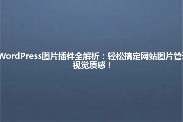 2025年最新WordPress图片插件全解析：轻松搞定网站图片管理，一键提升视觉质感！ 一