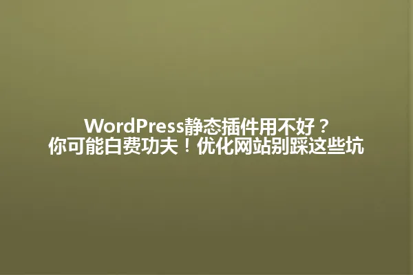 WordPress静态插件用不好？你可能白费功夫！优化网站别踩这些坑 一