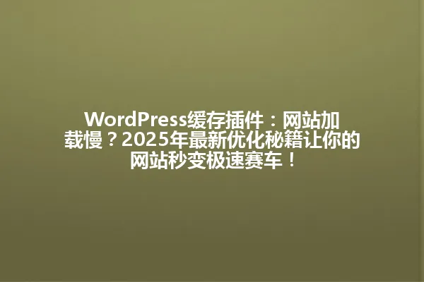 WordPress缓存插件:网站加载慢?2025年最新优化秘籍让你的网站秒变极速赛车! 一