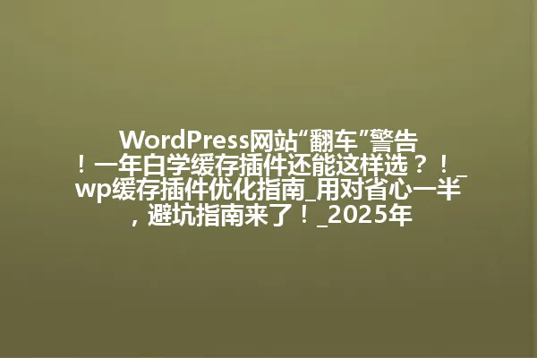 WordPress网站“翻车”警告!一年白学缓存插件还能这样选?!_wp缓存插件优化指南_用对省心一半,避坑指南来了!_2025年 一