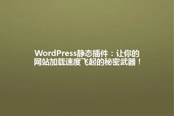 WordPress静态插件:让你的网站加载速度飞起的秘密武器! 一