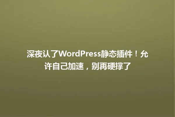 深夜认了WordPress静态插件!允许自己加速,别再硬撑了 一
