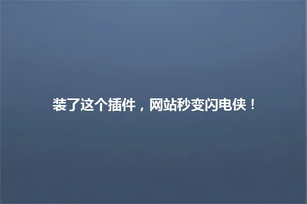 装了这个插件,网站秒变闪电侠! 一