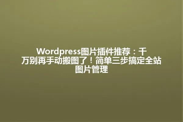Wordpress图片插件推荐:千万别再手动搬图了!简单三步搞定全站图片管理 一