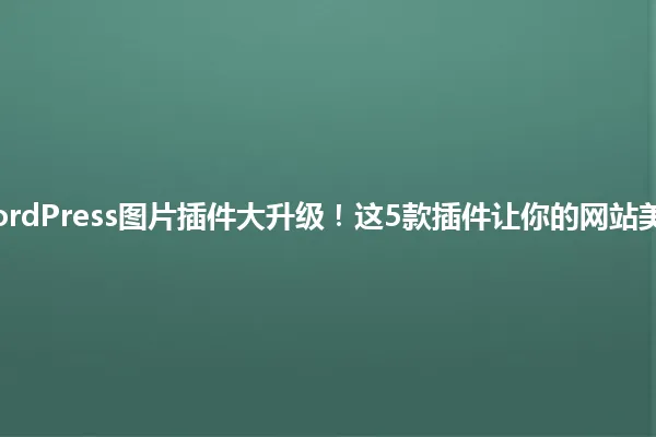 2025年WordPress图片插件大升级！这5款插件让你的网站美出新高度！ 一