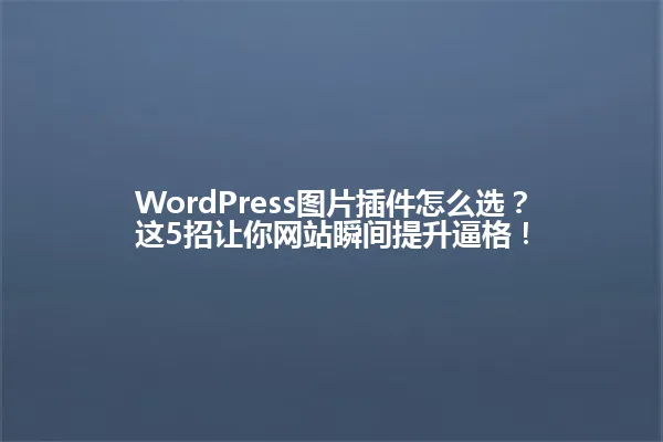 WordPress图片插件怎么选?这5招让你网站瞬间提升逼格! 一