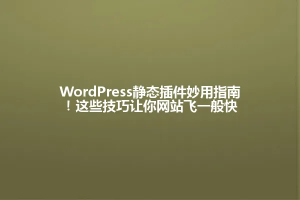 WordPress静态插件妙用指南!这些技巧让你网站飞一般快 一