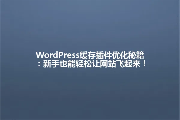 WordPress缓存插件优化秘籍：新手也能轻松让网站飞起来！ 一