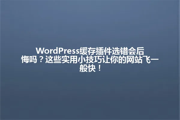 WordPress缓存插件选错会后悔吗?这些实用小技巧让你的网站飞一般快! 一