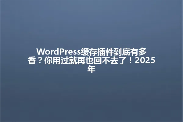 WordPress缓存插件到底有多香?你用过就再也回不去了!2025年 一