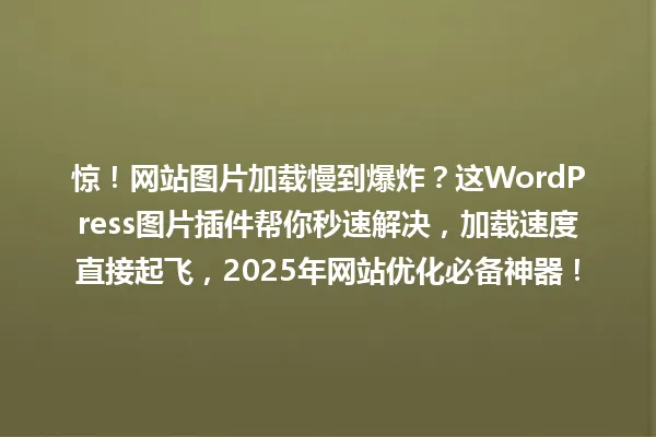 惊!网站图片加载慢到爆炸?这WordPress图片插件帮你秒速解决,加载速度直接起飞,2025年网站优化必备神器! 一