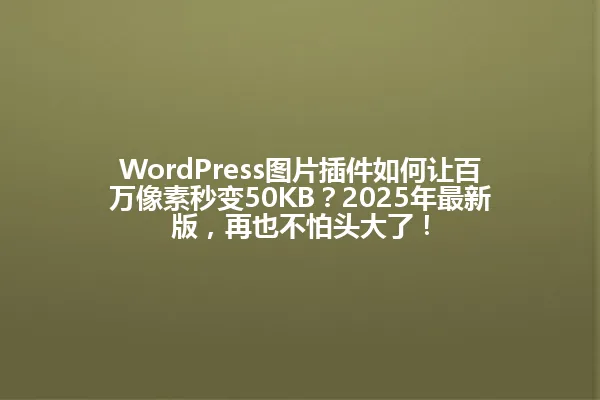 WordPress图片插件如何让百万像素秒变50KB?2025年最新版,再也不怕头大了! 一