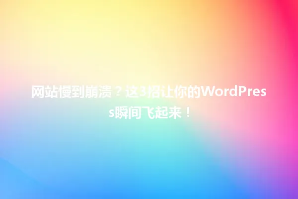 网站慢到崩溃？这3招让你的WordPress瞬间飞起来！ 一
