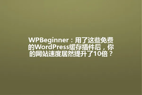 WPBeginner:用了这些免费的WordPress缓存插件后,你的网站速度居然提升了10倍? 一