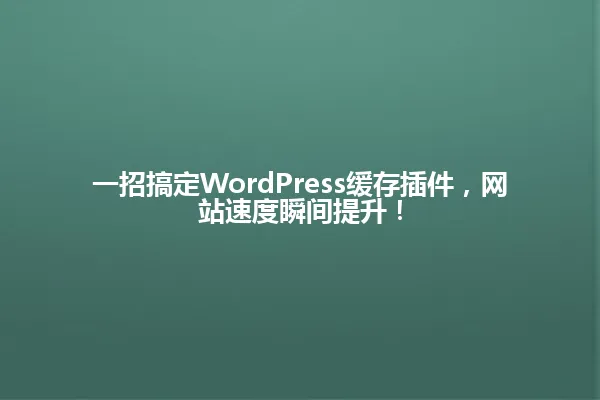 一招搞定WordPress缓存插件，网站速度瞬间提升！ 一