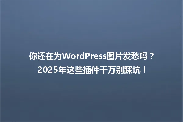 你还在为WordPress图片发愁吗？2025年这些插件千万别踩坑！ 一