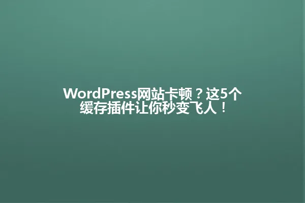 WordPress网站卡顿？这5个缓存插件让你秒变飞人！ 一