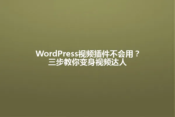 WordPress视频插件不会用?三步教你变身视频达人 一