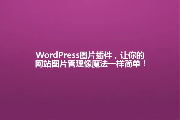 WordPress图片插件，让你的网站图片管理像魔法一样简单！ 一