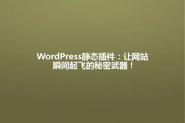 WordPress静态插件：让网站瞬间起飞的秘密武器！ 一