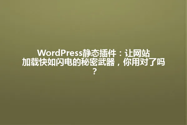 WordPress静态插件:让网站加载快如闪电的秘密武器,你用对了吗? 一