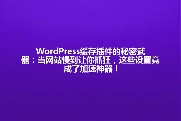WordPress缓存插件的秘密武器：当网站慢到让你抓狂，这些设置竟成了加速神器！ 一