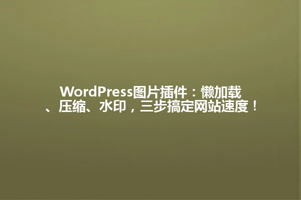 WordPress图片插件：懒加载、压缩、水印，三步搞定网站速度！ 一