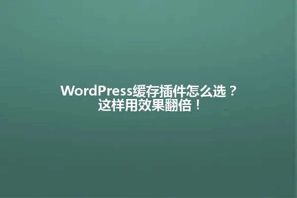 WordPress缓存插件怎么选?这样用效果翻倍! 一