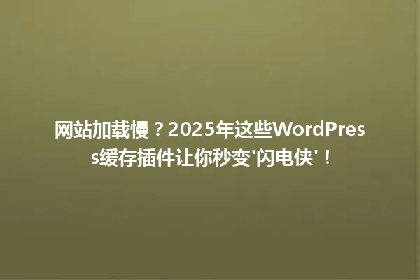 网站加载慢?2025年这些WordPress缓存插件让你秒变'闪电侠'! 一