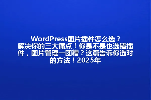 WordPress图片插件怎么选？解决你的三大痛点！你是不是也选错插件，图片管理一团糟？这篇告诉你选对的方法！2025年 一